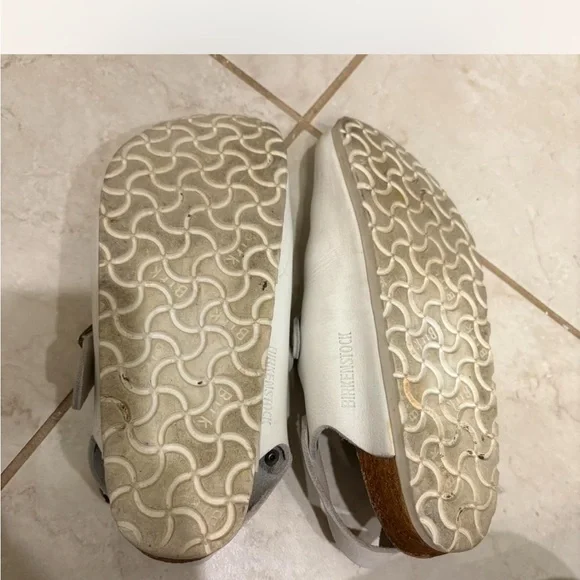 White Birkenstock Clogs with Buckles - Picture 2 of 3